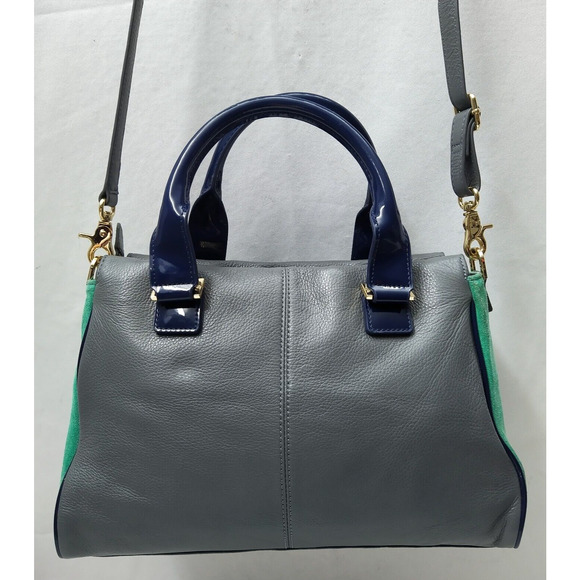 Tory Burch Multicolor Leather Suede Double Handles Zipper Satchel Shoulder Bag - Picture 4 of 16